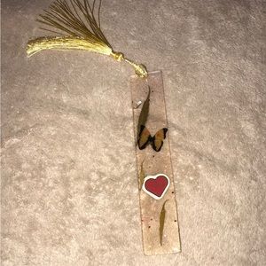 Custom epoxy bookmark with my favorite leaves butterfly and heart New